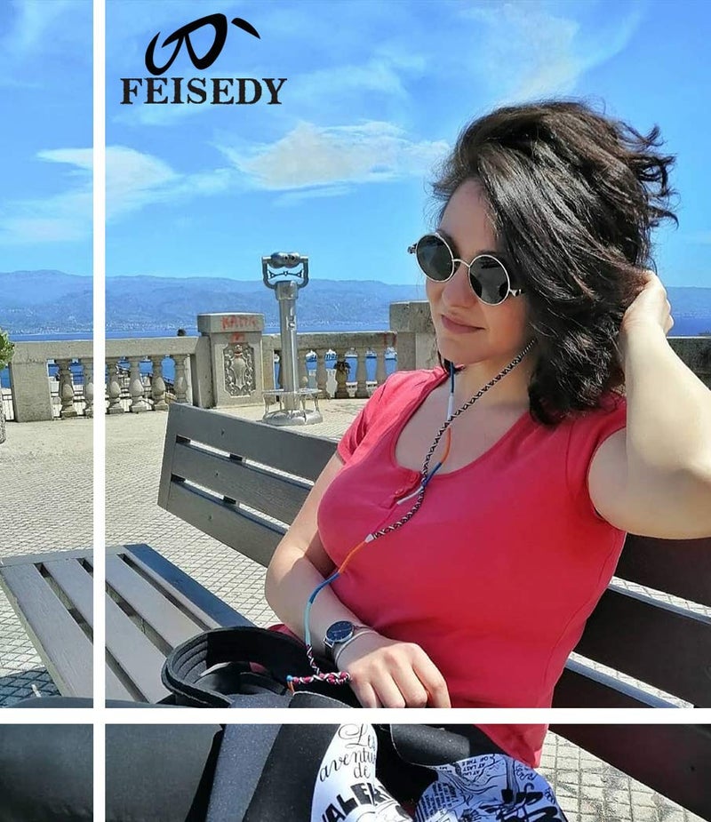 FEISEDY Retro Gothic Steampunk Sunglasses Round Metal Frame Punk Circle Inspired Shade Men B1857 - Image 2
